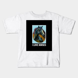 Horse Lover Art Kids T-Shirt